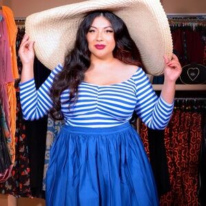 Pinup Couture Striped Blue and White KaylaTop